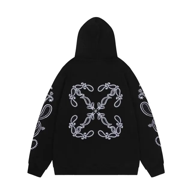 Off-White Hooded Sweatshirt Paisley Arrow Print