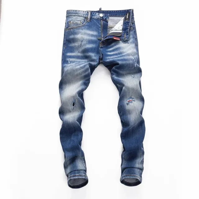 Dsquared2 Distressed Slim Fit Jeans Worn Blue Wash