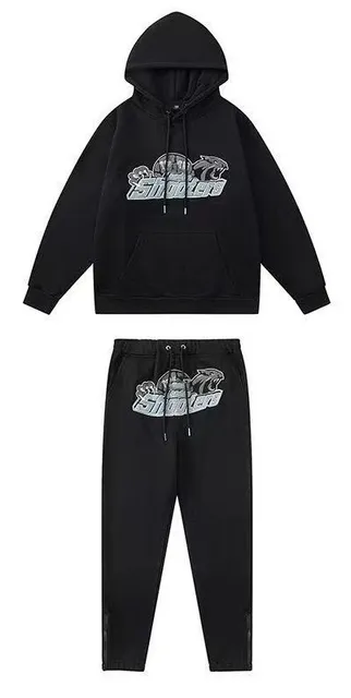 Trapstar Shooter Hoodie and Joggers Set Black with Grey Graphic