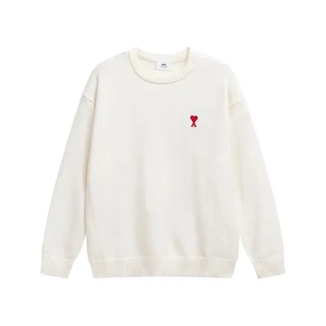 AMI Paris Crewneck Sweater Red Heart Logo
