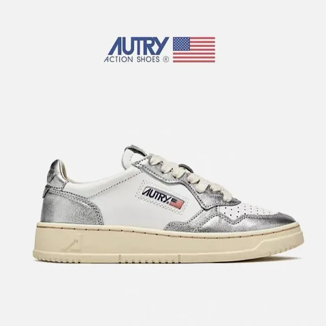 Autry Medalist Low Silver and White