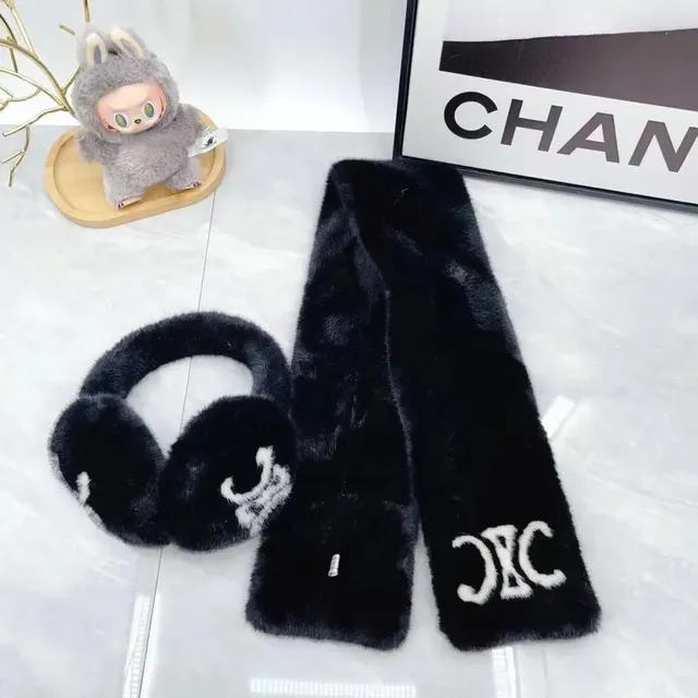 Corteiz Faux Fur Scarf and Earmuffs Set CRTZ Logo
