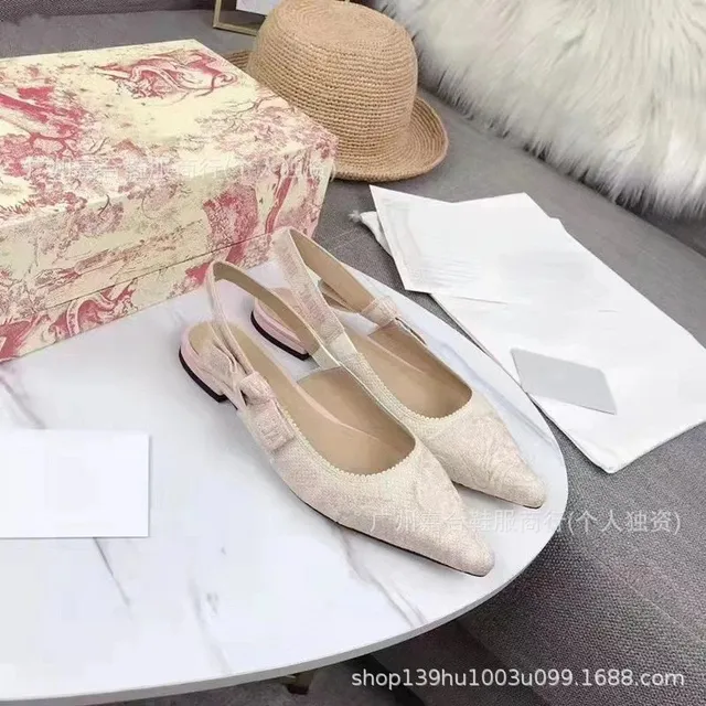 Dior Slingback Flat Embroidered Lace