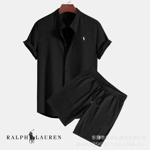 Polo Ralph Lauren Short-Sleeve Shirt and Shorts Set Ribbed Texture