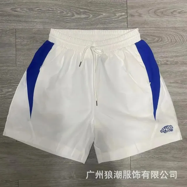 Syna World Track Shorts White with Navy Side Panels