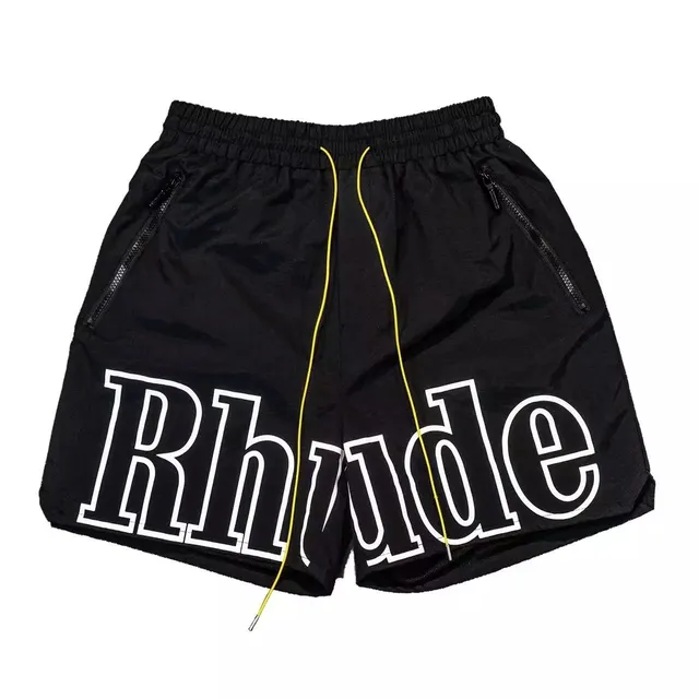 Rhude Logo Shorts Black with White Outline Logo