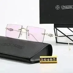 Chrome Hearts Sunglasses Pink Lens Silver Frame