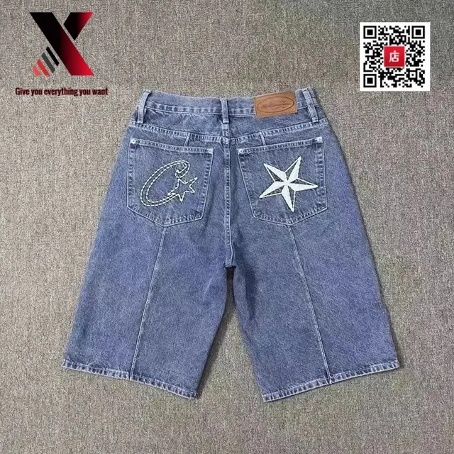 Corteiz Denim Shorts Star Embroidery