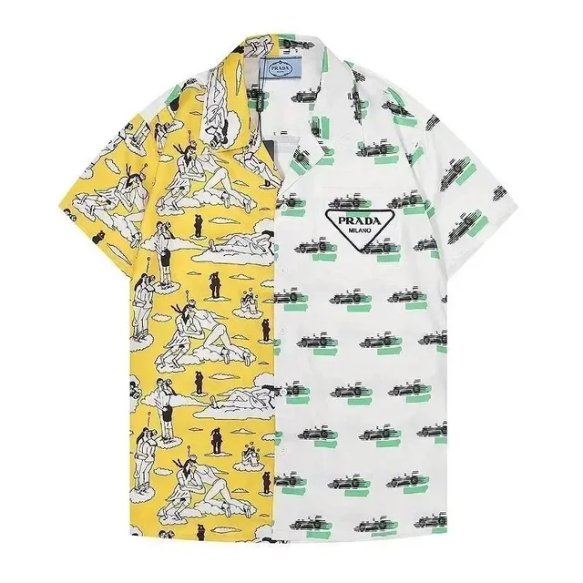 Prada Short-Sleeve Shirt Two-Tone Graphic Print