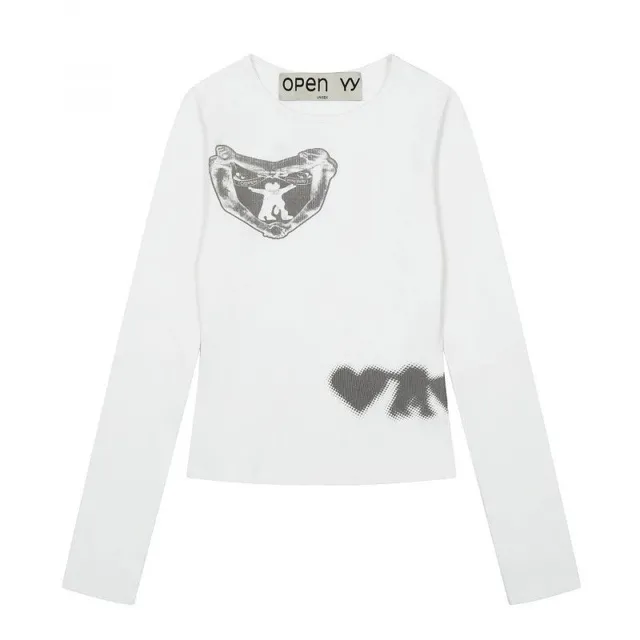 Off-White Long-Sleeve Top Heart Graphic