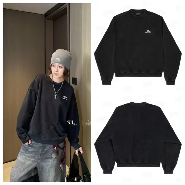 Balenciaga Cropped Sweatshirt Logo Embroidered