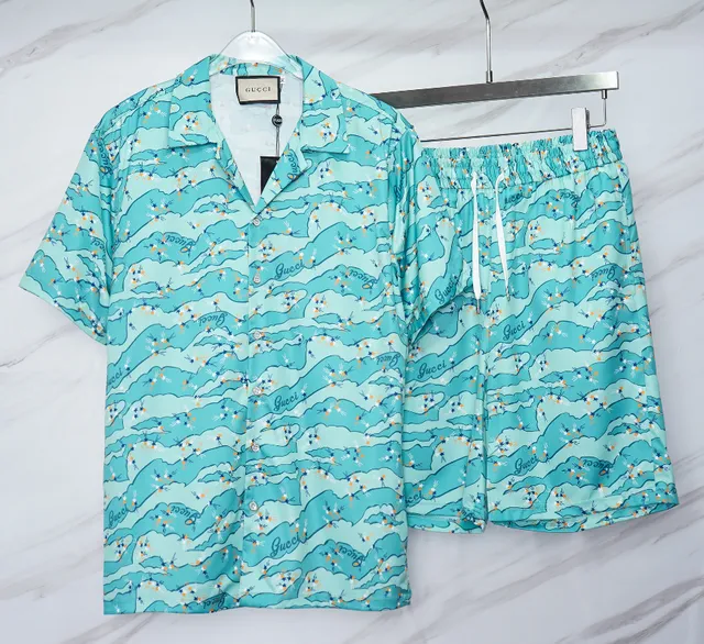 Gucci Printed Shirt and Shorts Set Cloud and Logo Print