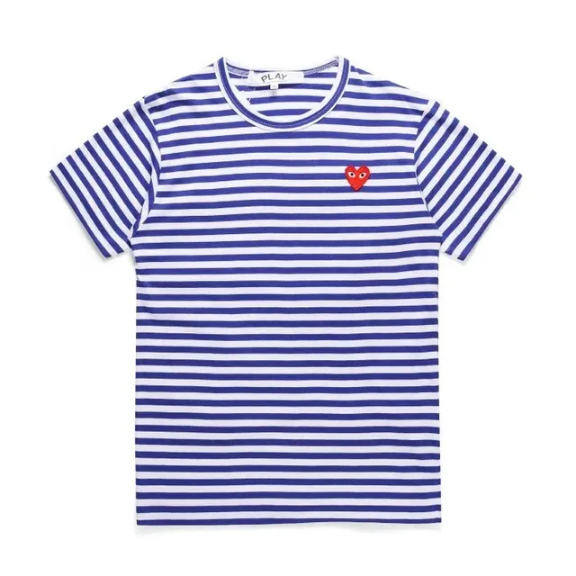 Comme des Garçons Striped Tee Red Heart Logo