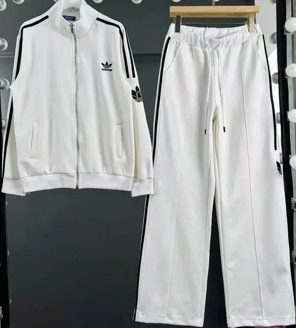 Adidas Track Suit White with Black Stripes