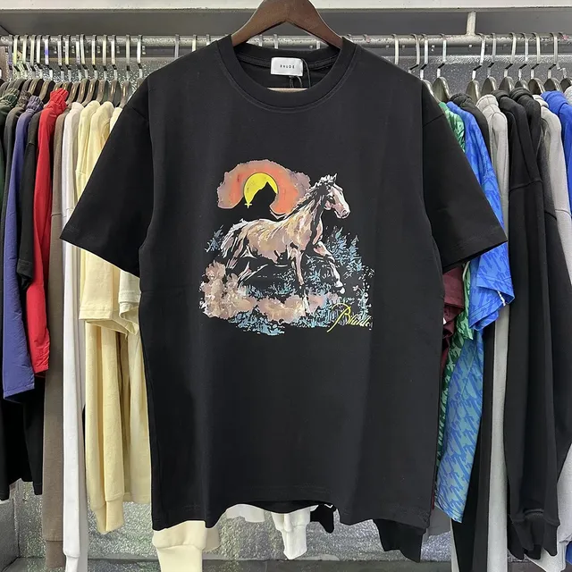 Rhude Graphic Tee Horse Sunset Print