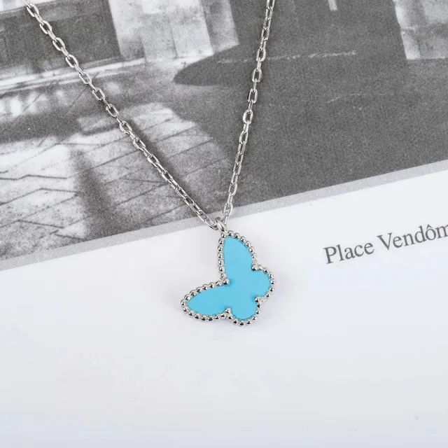 Van Cleef & Arpels Alhambra Butterfly Pendant Turquoise Enamel