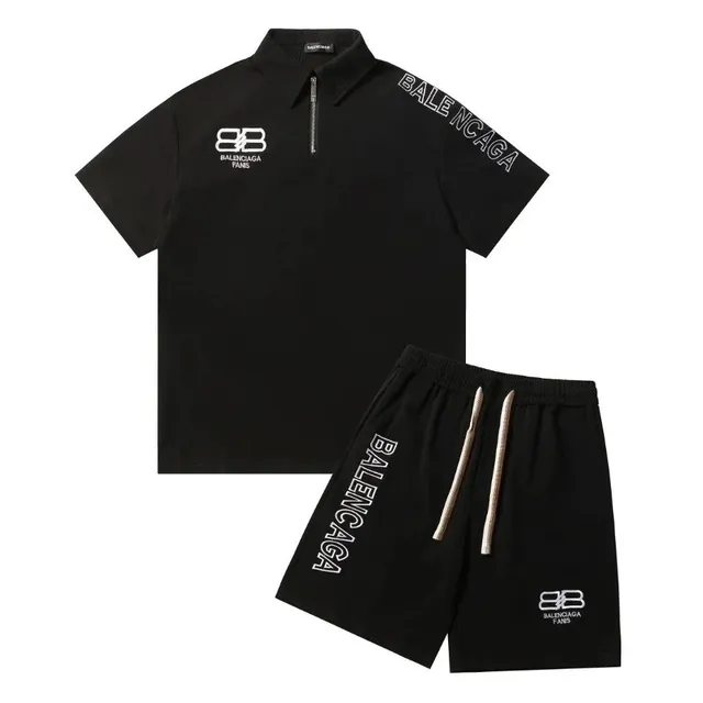 Balenciaga Polo and Shorts Set BB Logo