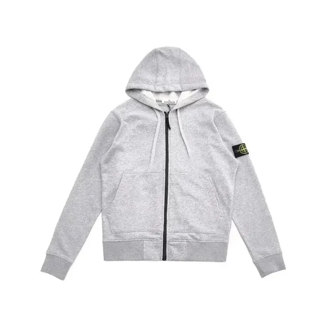 Stone Island Zip-Up Hoodie Heather Grey