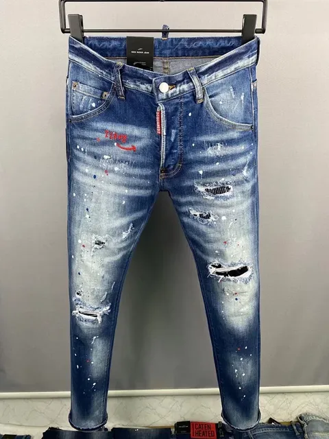 Dsquared2 Distressed Slim Fit Jeans Paint Splatter & Ripped
