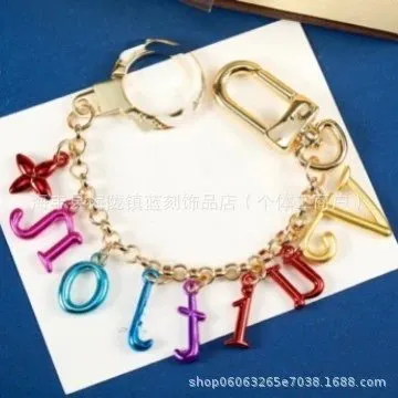Swarovski Crystal Letter Charm Keychain Multi-Color Alphabet