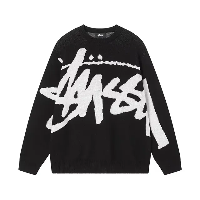 Stüssy Oversized Knit Sweater Logo Intarsia