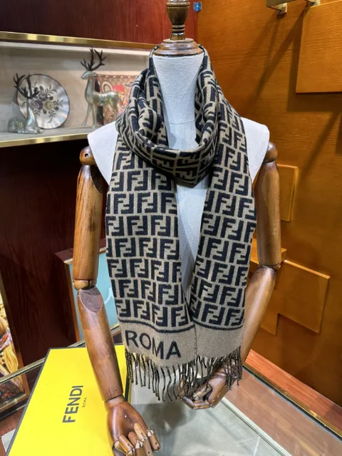 Fendi FF Logo Scarf Roma Fringe