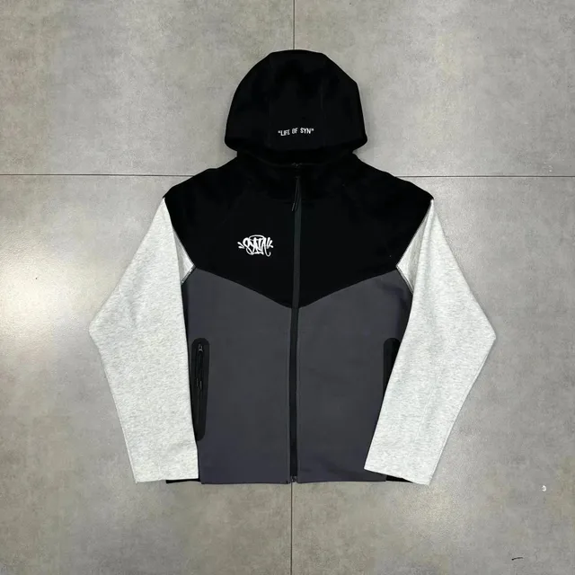 Syna World Zip-Up Hoodie Color-Block with Logo