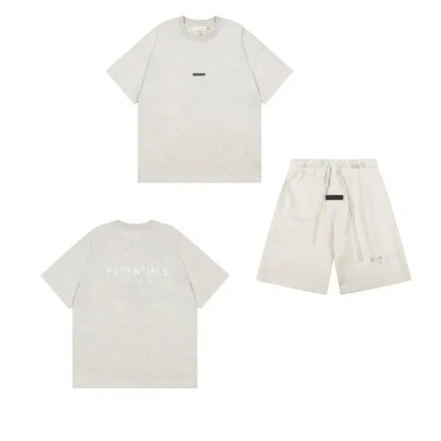 Fear of God Essentials T-Shirt and Shorts Set Heather Beige