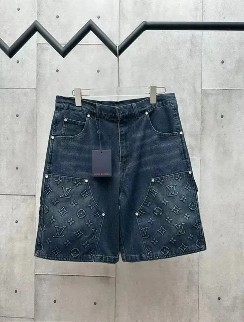 Louis Vuitton Denim Shorts Monogram Embossed