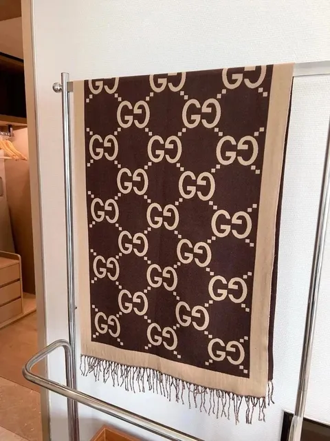 Gucci GG Logo Scarf Brown Beige