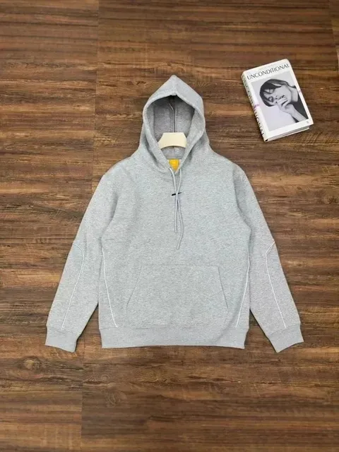 Hooded Sweatshirt Heather Grey with Contrast Stitching