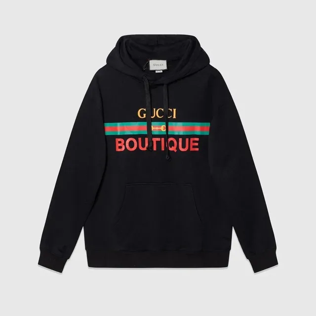Gucci Boutique Hoodie Web Stripe Logo