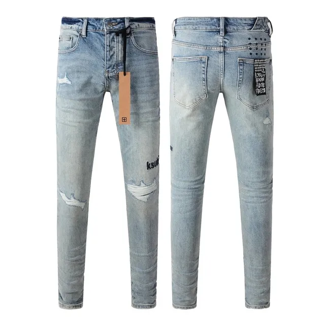 Ksubi Distressed Slim Jeans Ripped with Logo Print