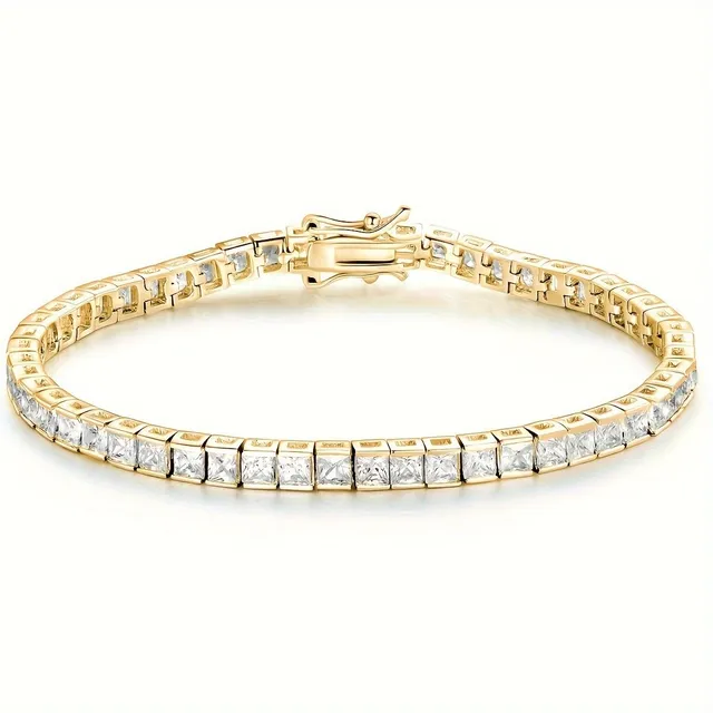 Van Cleef & Arpels Tennis Bracelet Princess Cut Cubic Zirconia
