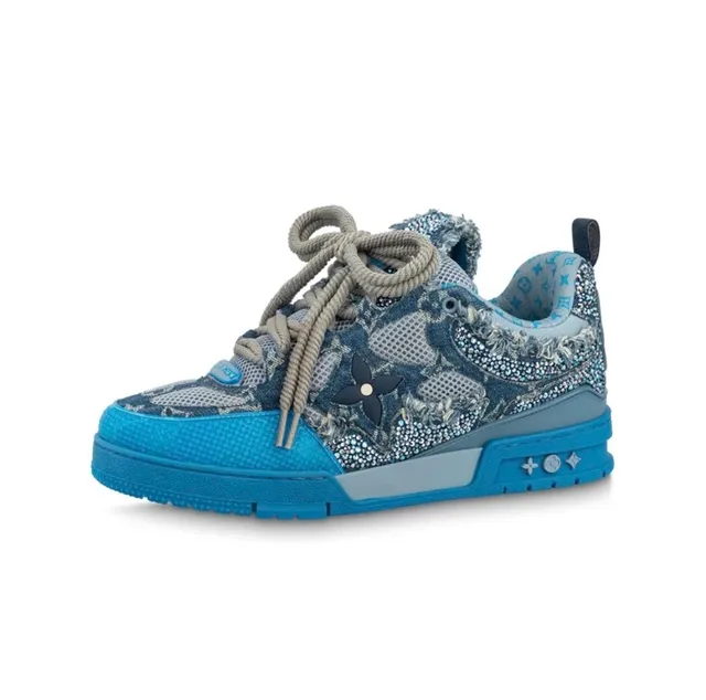 Louis Vuitton LV Trainer Denim Crystal Embellished