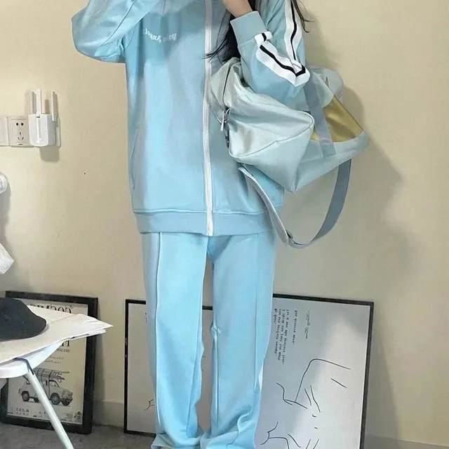 Palm Angels Track Suit Light Blue with White Stripes