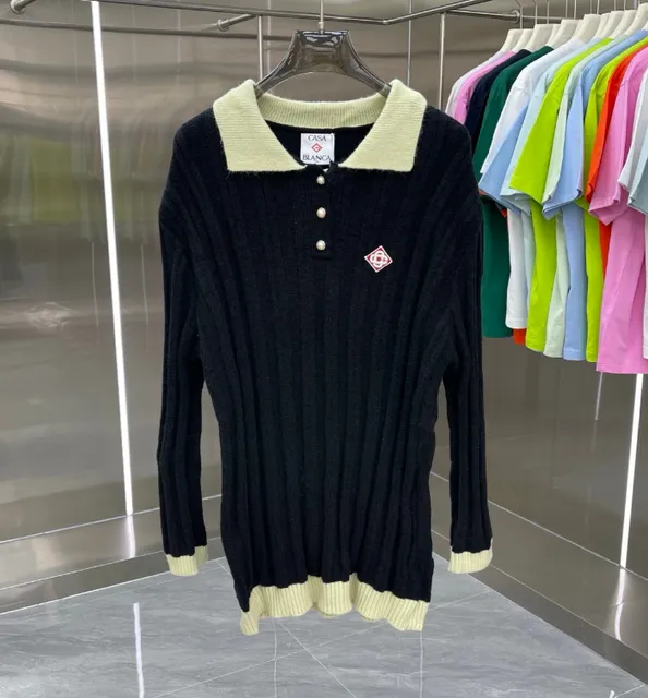 Polo Knit Sweater Contrast Collar