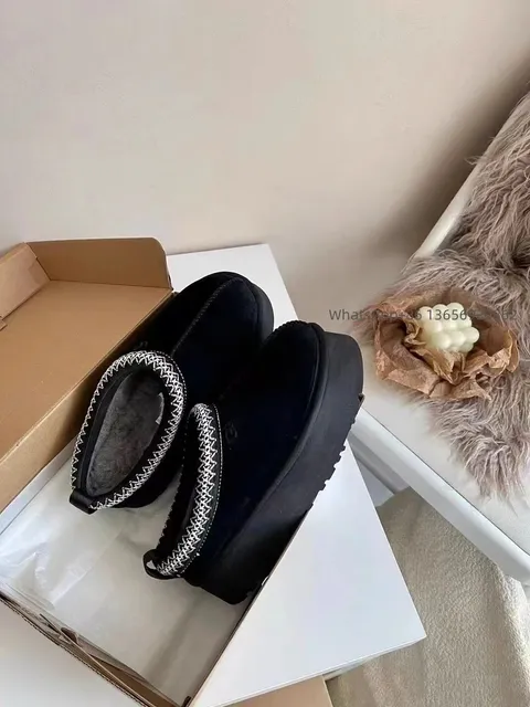 UGG Classic Mini Platform Black with White Stitching