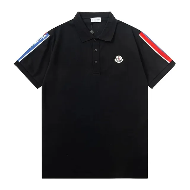 Moncler Polo Shirt Logo Patch with Stripe Sleeves