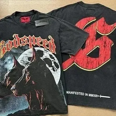 Graphic Tee Godspeed Doberman Moon Print