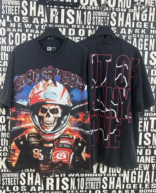 Chrome Hearts Graphic Tee Godspeed Skull Racing Print