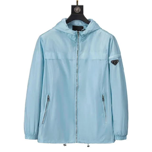 Prada Nylon Hooded Jacket Light Blue