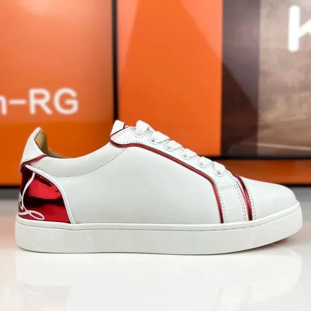 Christian Louboutin Louis Junior White with Red Metallic Accents