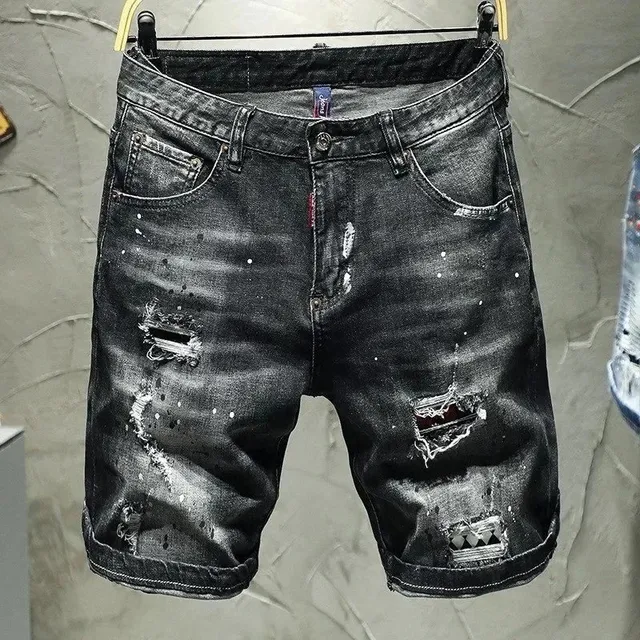 Diesel Distressed Denim Shorts Paint-Splatter Ripped