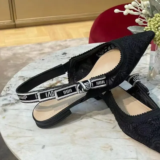 Dior Slingback Lace Embroidery