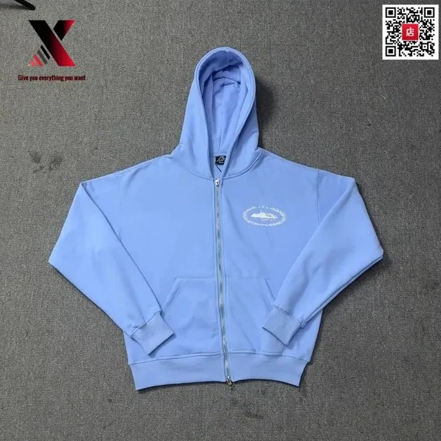 Zip-Up Hoodie Light Blue