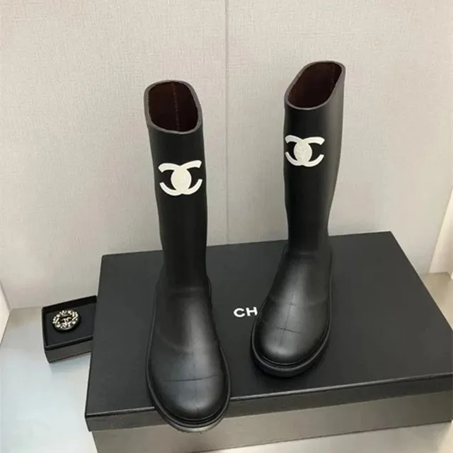 Chanel Rubber Rain Boots CC Logo