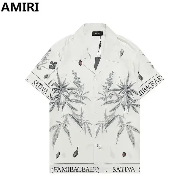 Amiri Botanical Print Shirt Cannabis Leaf Print