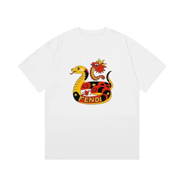 Fendi Graphic T-Shirt Dragon Snake Print