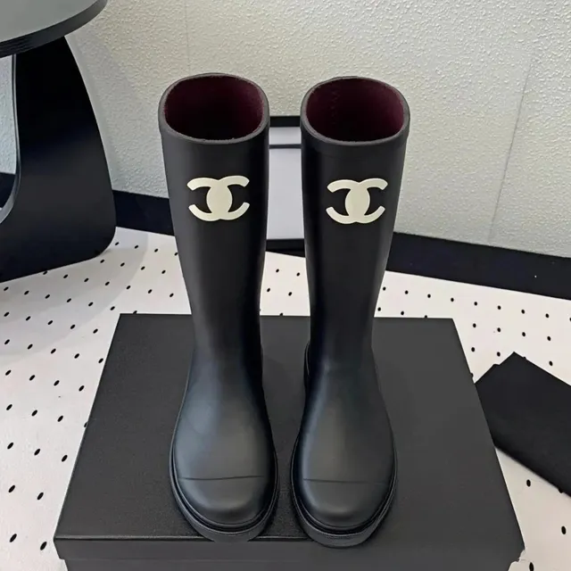 Chanel Rubber Rain Boots CC Logo